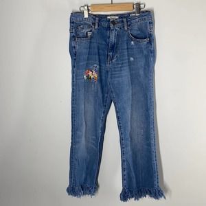 Zara tribute 70s light wash jeans with raw hem